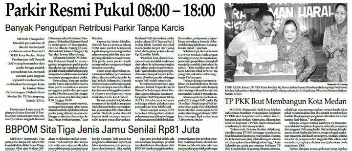 Realisasi Retribusi Parkir Dishub Medan Minim
