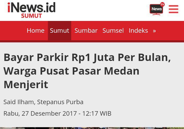 Realisasi Retribusi Parkir Dishub Medan Minim