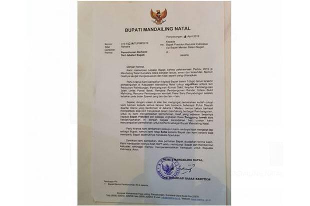 Beredar Surat Pengunduran Diri Bupati Mandailing Natal