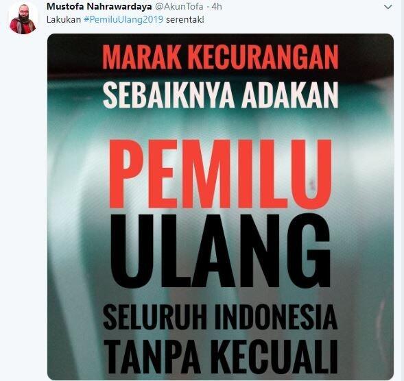 Mustofa Nahra Serukan Pemilu Ulang, Warganet: Kan Sudah Menang 62 Persen?