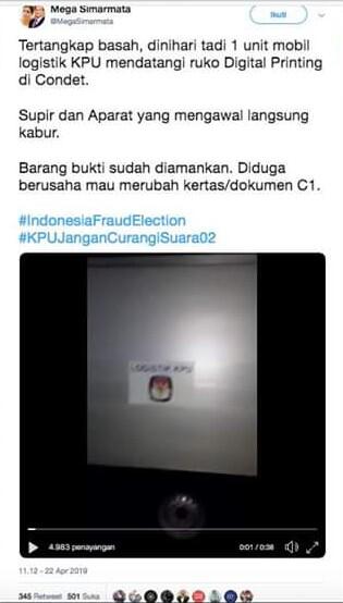 Hoaks Video Operasi Tangkap Tangan Truk KPU Pengangkut C1 di Condet