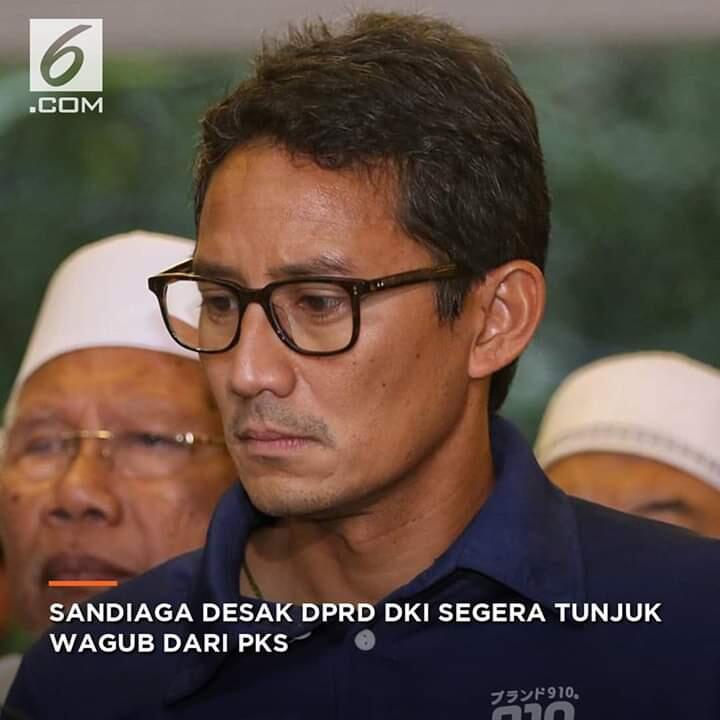 Sandiaga: PKS yang Mendapatkan Kursi Wagub DKI