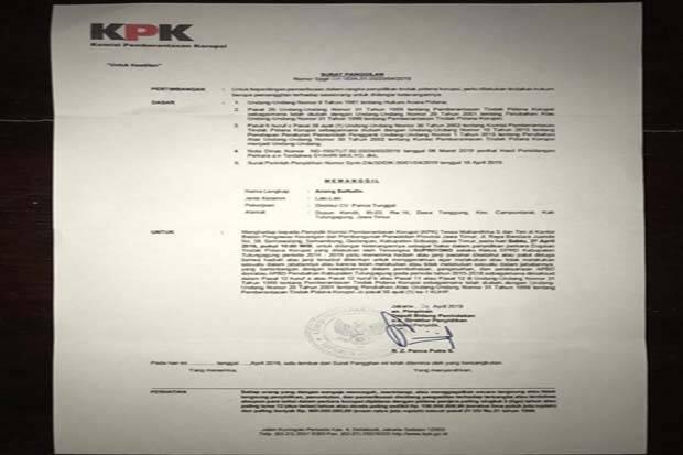Beredar Surat Panggilan KPK Ketua DPRD Tulungagung Jadi Tersangka
