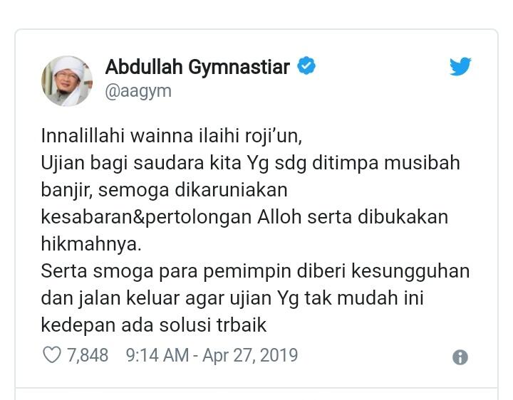 Aa Gym Doakan Korban Banjir, Semangati Pemimpin Jabbar Ramdhani - detikNews