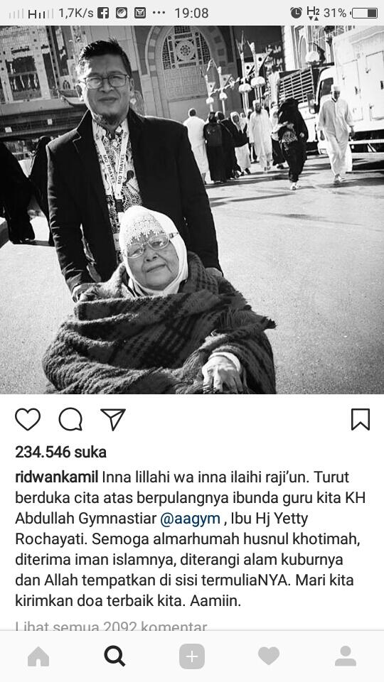 Penyakit Diabetes Merenggut Nyawa Ibunda Aa Gym Hj. Yetty Rochayati