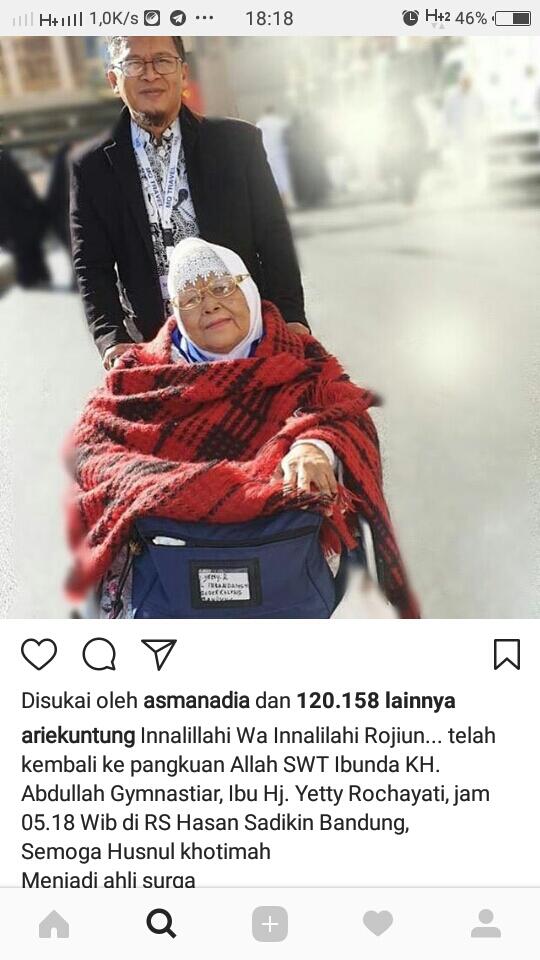 Penyakit Diabetes Merenggut Nyawa Ibunda Aa Gym Hj. Yetty Rochayati