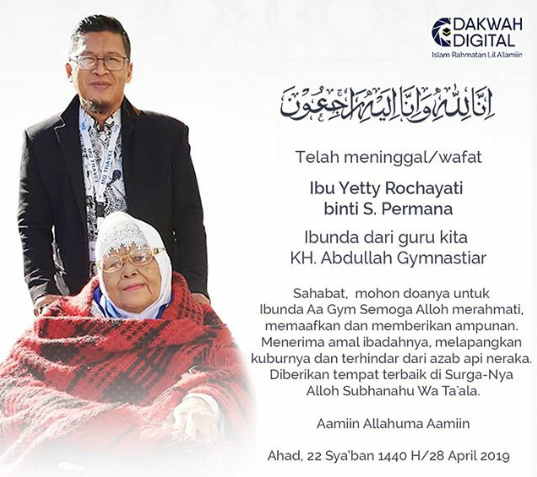 Penyakit Diabetes Merenggut Nyawa Ibunda Aa Gym Hj. Yetty Rochayati