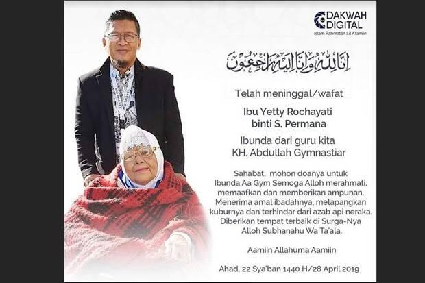 Ibunda Aa Gym Berpulang, Netizen Sampaikan Ucapan Berduka
