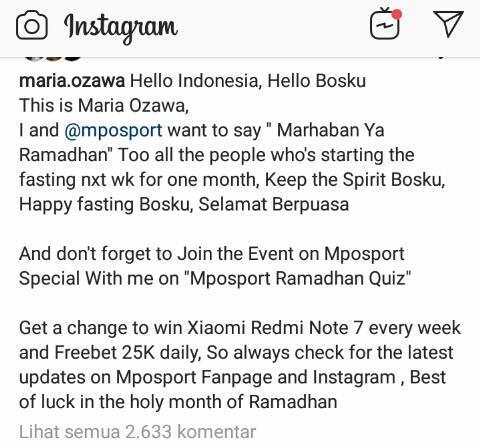 Maria Ozawa Ucapkan Selamat Berpuasa untuk Rakyat Indonesia