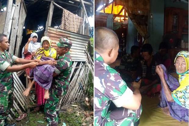 Nenek Siti Aisyah Tinggal di Gubuk Reot, Kodim 1608/Bima Beri Bantuan