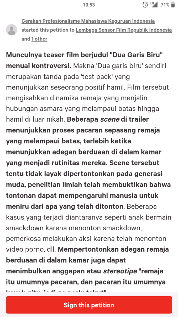 Tentang Petisi Pelarangan Film &quot;Dua Garis Biru&quot; Yang Ramai Di Sosial Media