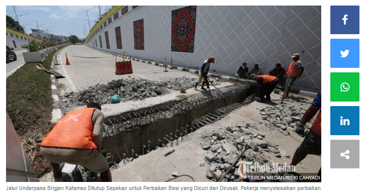 Underpass Brigjen Katamso Ditutup Sepekan untuk Perbaikan Besi ygDicuri Dirusak