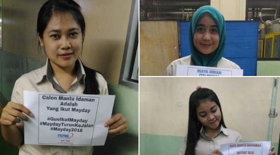 [Mbloo...Nih Mbloo]...Hari Buruh, Para Pekerja Cantik Ini Bikin Demo Lebih Adem