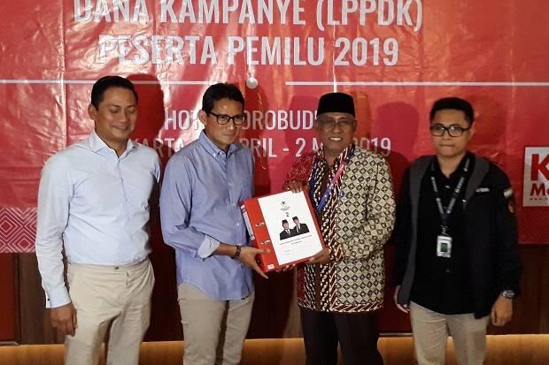 Prabowo-Sandi Setor Dana Kampanye ke KPU, Begini Rinciannya