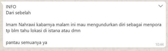 Menpora Mundur? Deputi Kemenpora: Hoaks