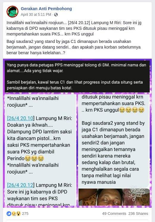 Benarkah Saksi PKS Ditodong Pistol oleh Saksi Perindo karena Suara?