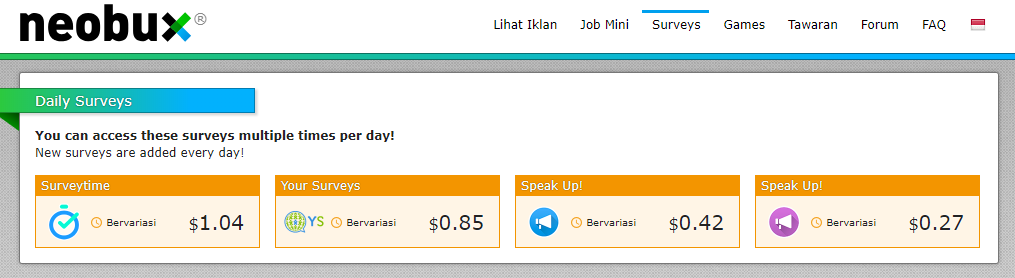 Survey Dibayar Dari Neobux