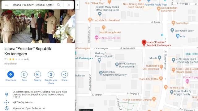 Rumah Prabowo Berubah Jadi Istana Presiden Kertanegara di Google Maps