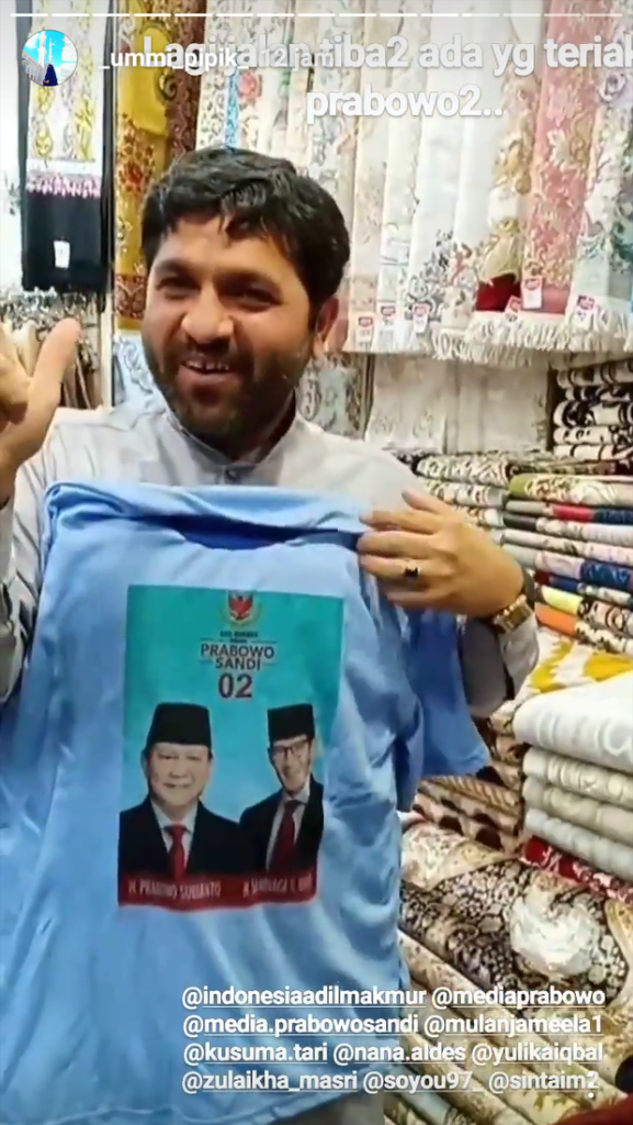 Pedagang di Mekkah Punya Kaus Gambar Prabowo, Ummi Pipik: Masyaallah