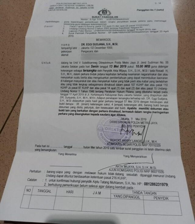 Eggi Sudjana Jadi Tersangka Makar