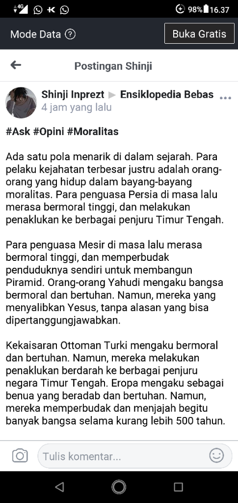 #Ask #Opini mengapa pelaku kejahatan terbesar justru orang² yg BERMORALITAS.