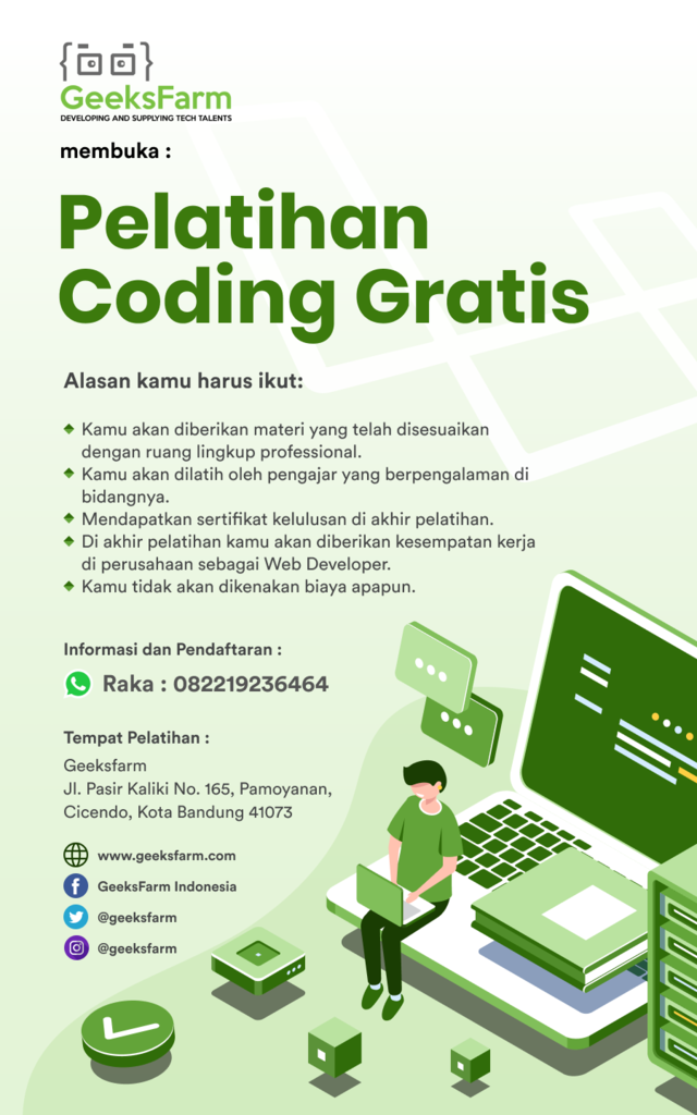 &#91;LOKER&#93; Pelatihan coding GRATIS + Kesempatan Kerja, Bandung. 