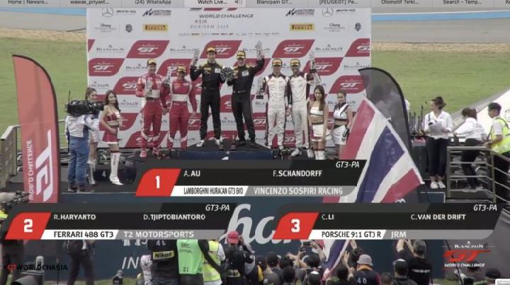 Blancpain GT: Rio Haryanto - David Tjipto Podium 2 di Buriram