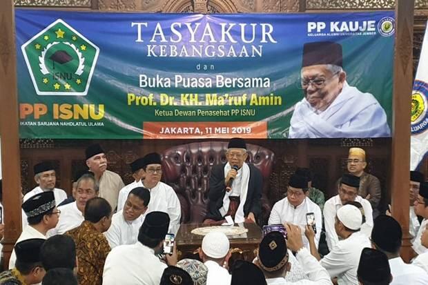 Ma'ruf Bukber Bersama ISNU, Pilpres Diharapkan Berakhir Lancar