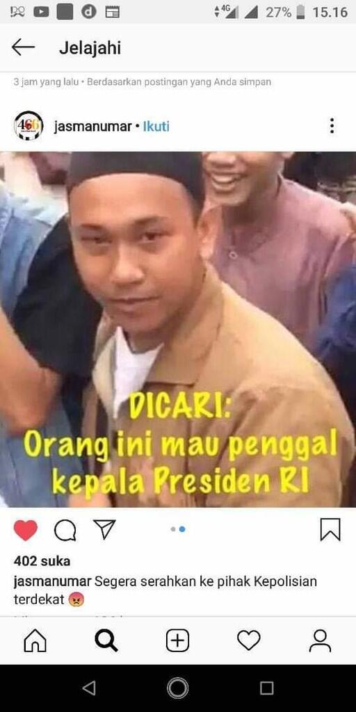 Perekam Video Viral 'Penggal Kepala Jokowi' dan Pengancamnya Dipolisikan