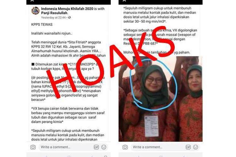 &#91;HOAKS&#93; Anggota KPPS di Bandung Meninggal karena Diracun Zat Kimia VX