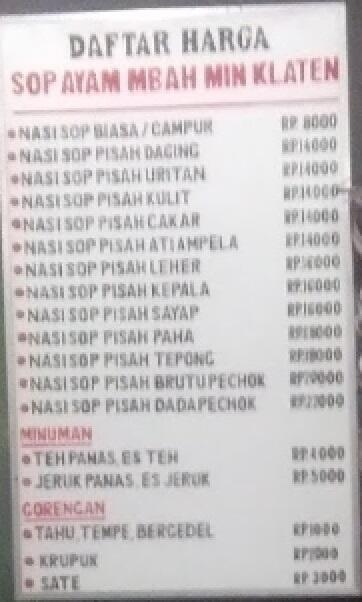 [Wisata Kuliner] Tempat Makan Recommended : Sop Ayam Mbah Min Klaten Bekasi