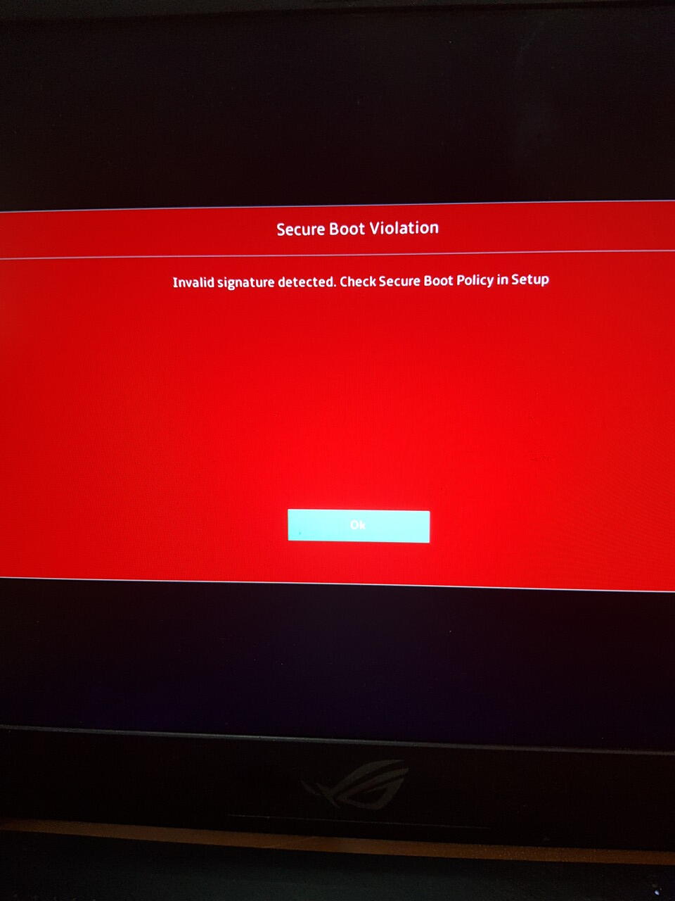 Secure Boot Violation Invalid. Secure Boot.