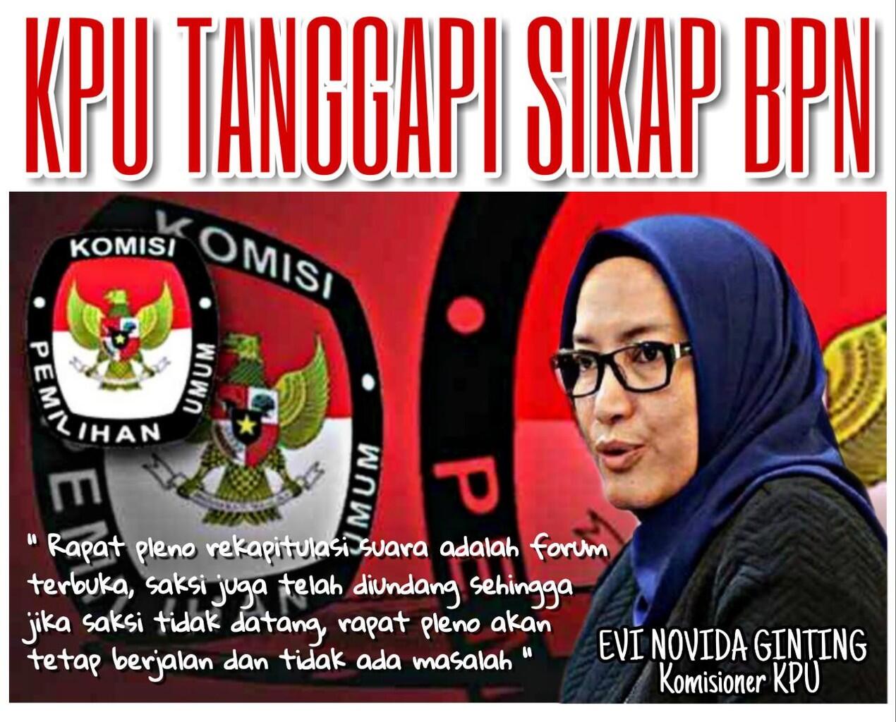 Meski Tak Dihadiri Saksi Kubu Prabowo-Sandi Hasil Rekapitulasi Resmi KPU Tetap Sah