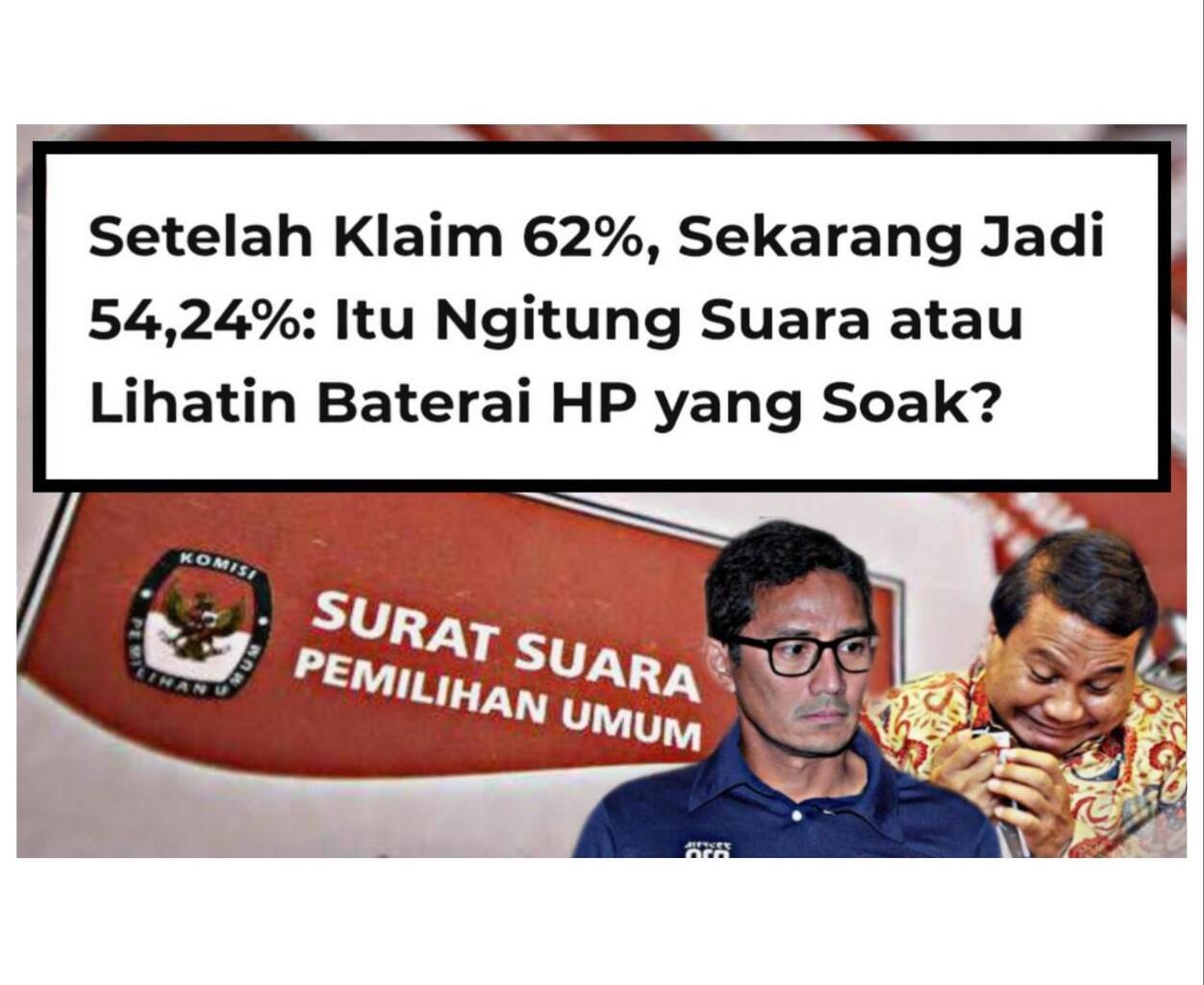 BPN Prabowo-Sandi Meralat Klaim Kemenangan Menjadi 54 Persen