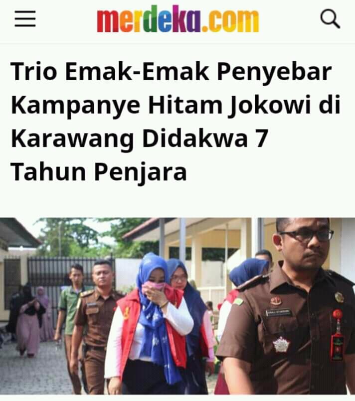 Tok! Trio Emak Emak Penyebar Hoaks Kampanye Hitam Jokowi Di Dakwa 7 Tahun Penjara