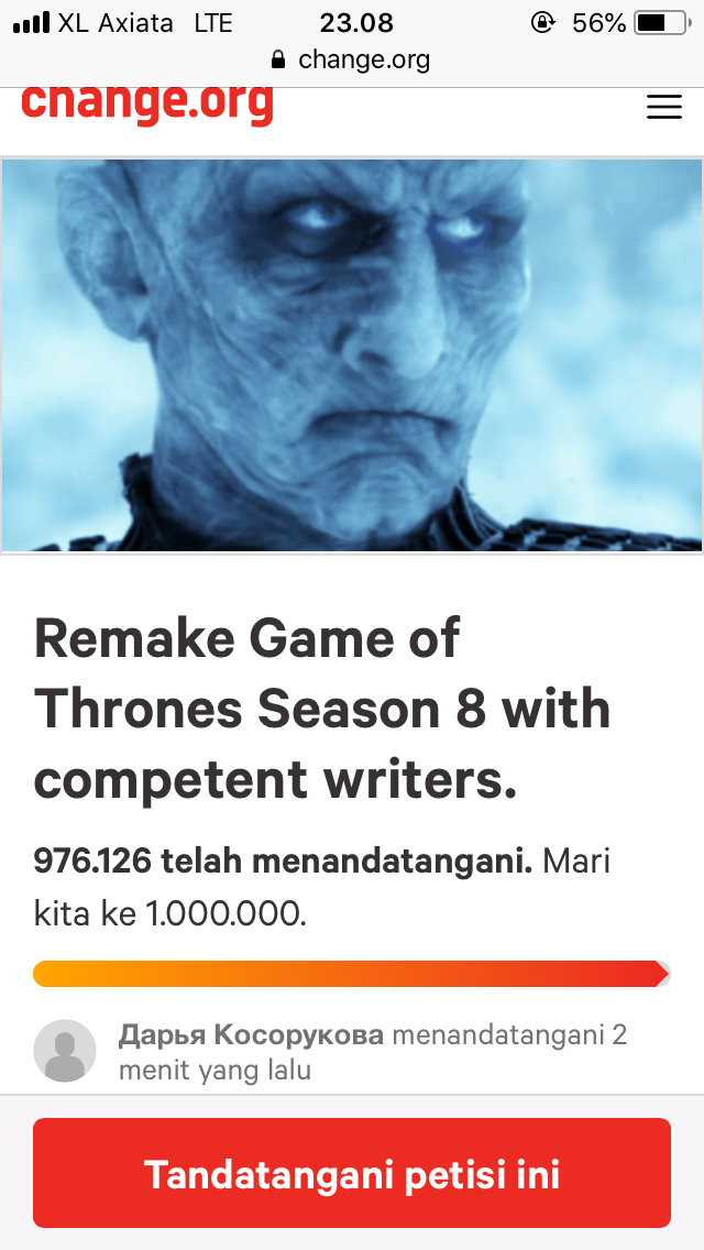 Over 900,000 angry "Game of Thrones" fans petition to remake season 8