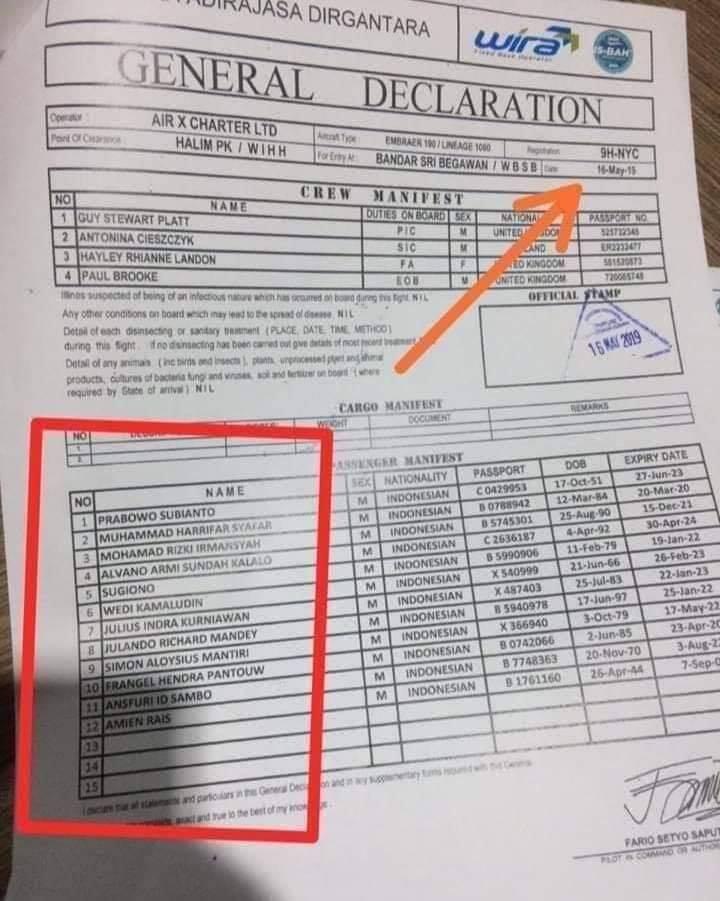 Prabowo dan Rombongannya Diberitakan ke Brunei, Ini Bantahan dari BPN