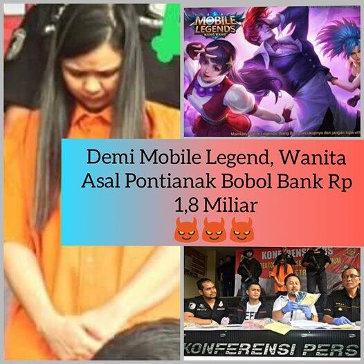 
Demi Mobile Legend, Wanita Asal Pontianak Bobol Bank Rp 1,8 Miliar