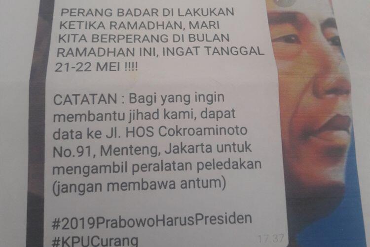 Guru Penyebar Undangan Pengeboman Massal di Jakarta 22 Mei Minta Maaf