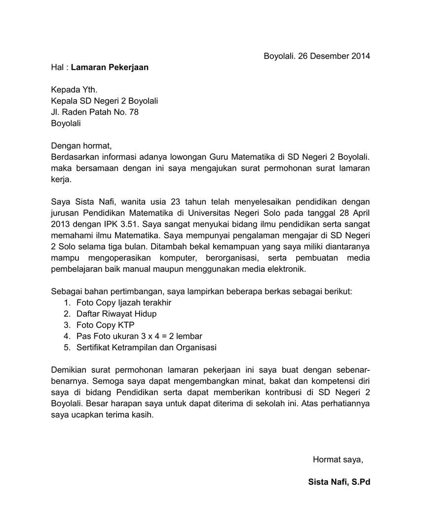 Contoh Surat Lamaran Dosen Yang Baik Dan Benar