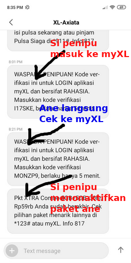 Penipuan mengatas namakan XL Axiata Cashback Pulsa