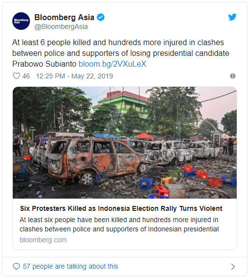 Media Asing Soroti 'Kerusuhan' Aksi 22 Mei di Indonesia