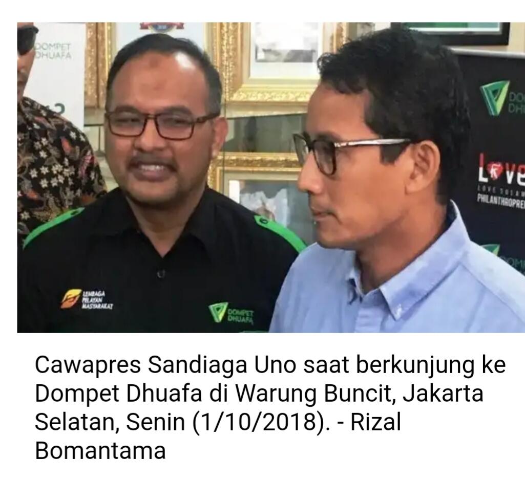 Sandiaga Donatur Dompet Dhuafa