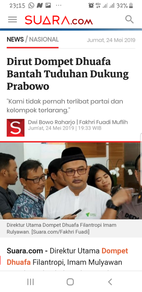 Sandiaga Donatur Dompet Dhuafa