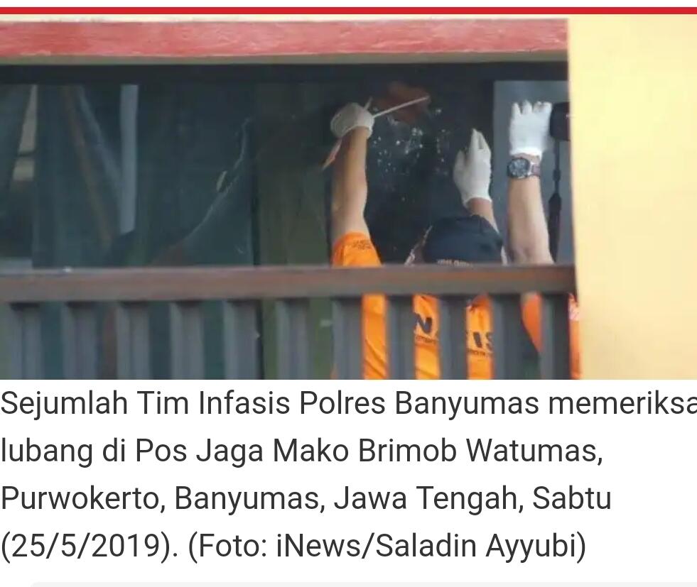 4 Brimob Sedang jaga Pos , Ditembaki Orang Tak Dikenal Di Purwokerto