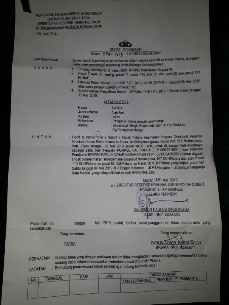 Ust Rafdinal, Wakil Ketua GNPF Sumut Ditangkap Karena Dugaan Makar