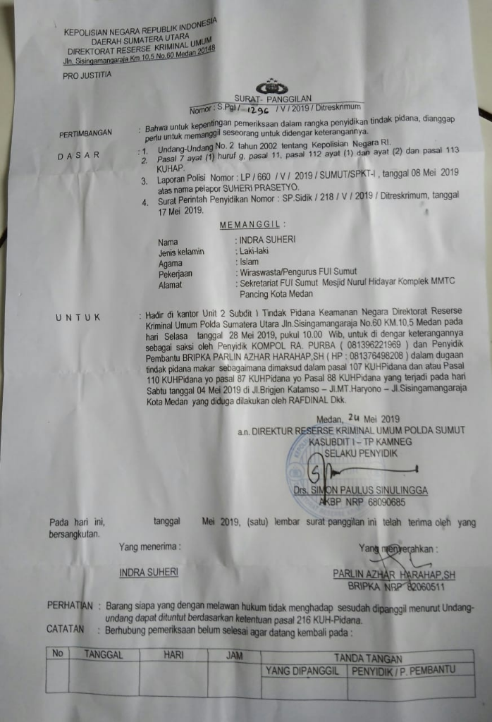Ust Rafdinal, Wakil Ketua GNPF Sumut Ditangkap Karena Dugaan Makar