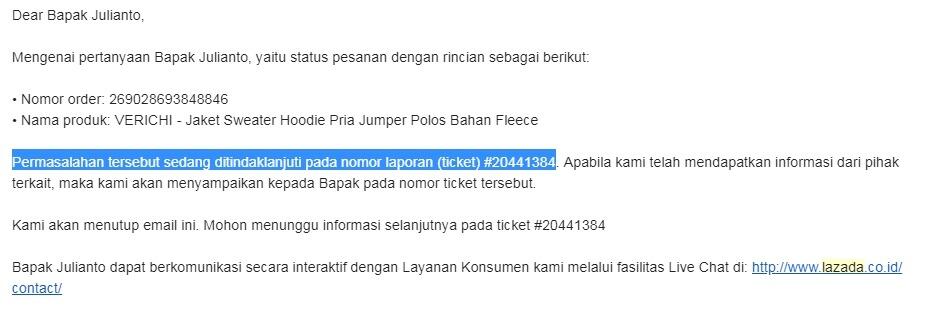 Surat Pembaca kepada Lazada Indonesia : Kembalikan dana saya!