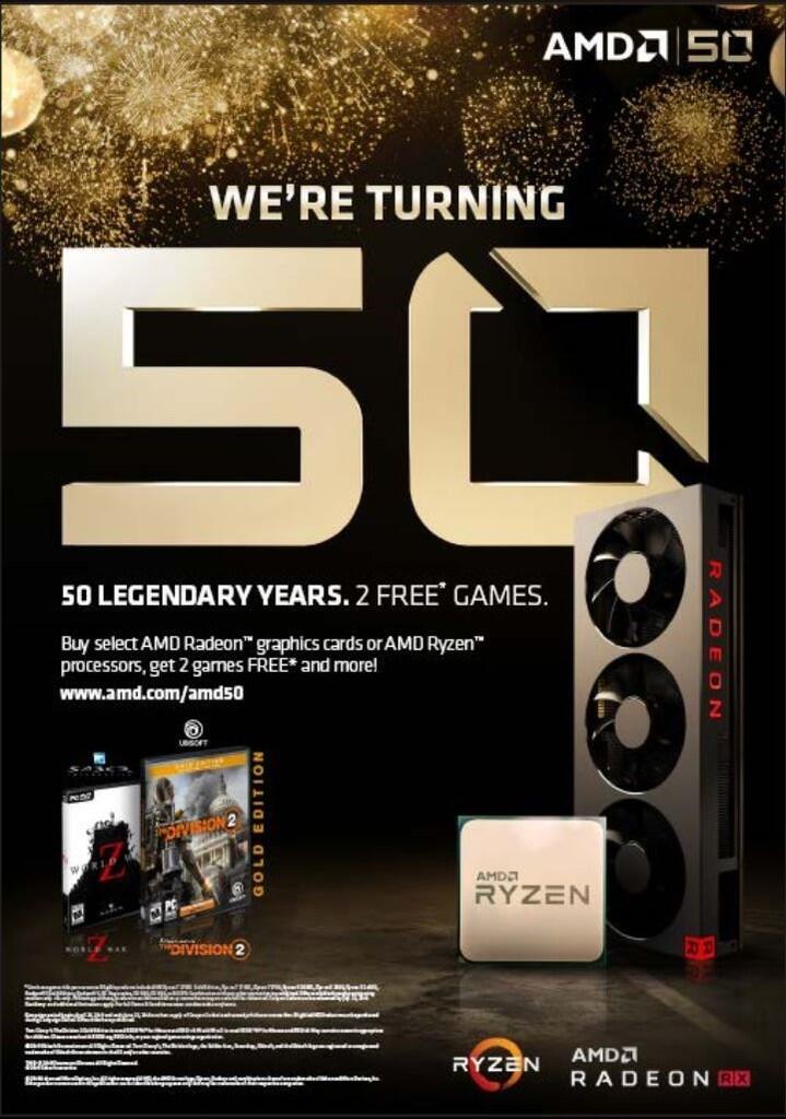 Rayakan Ultah AMD ke 50, Dapatkan 2 Game Gratis Tiap Pembelian Produk AMD Tertentu