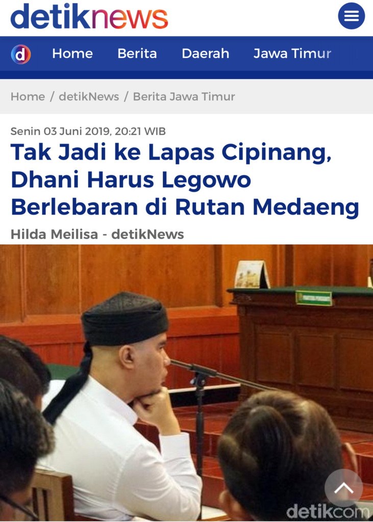 Tak Jadi ke Lapas Cipinang, Dhani Harus Legowo Berlebaran di Rutan Medaeng